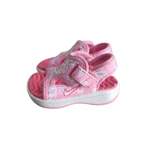 Nike Play Pink White Sunray Slip On Sandal Size 1C Infant Vintage 2005 Butterfly